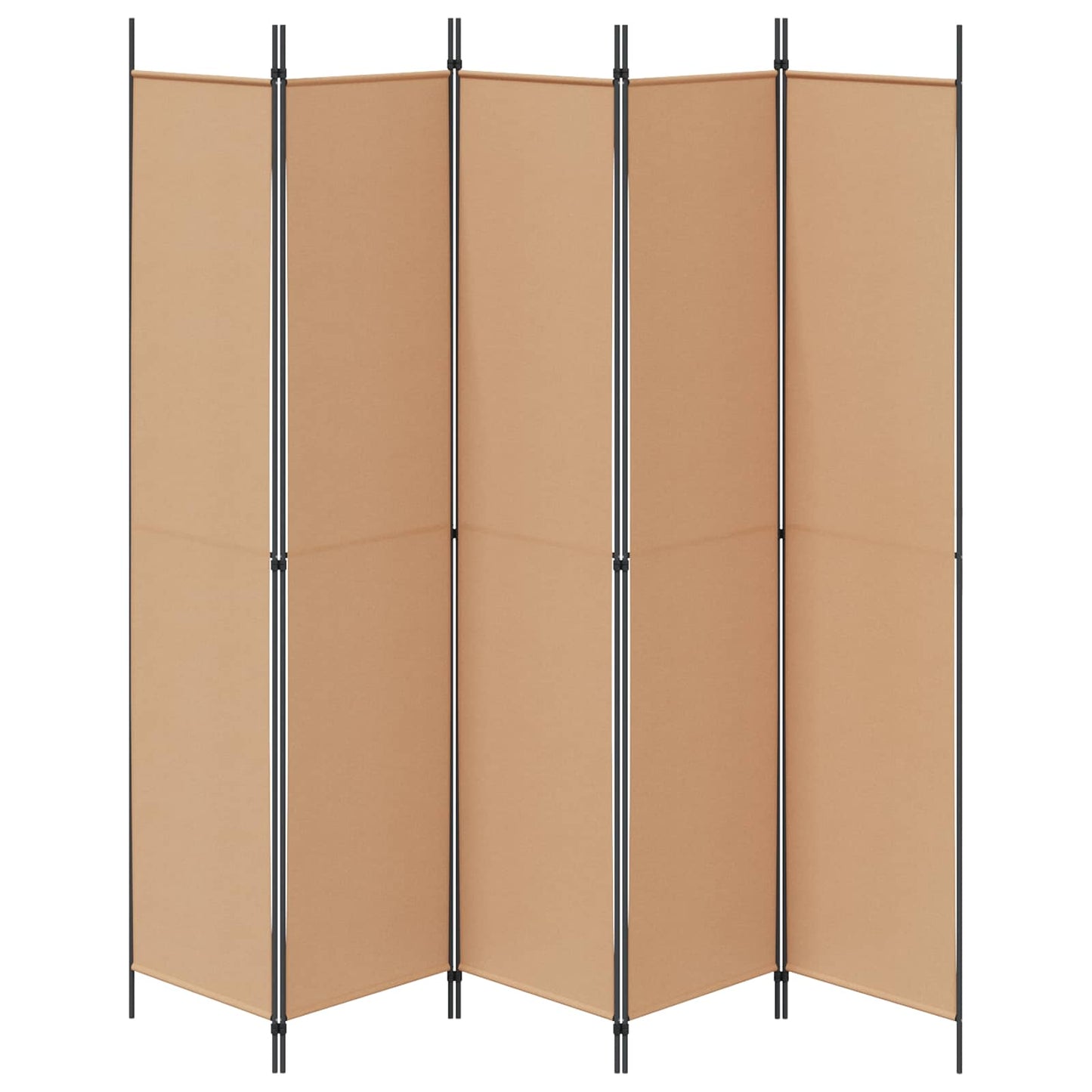 5-Panelový Paravan Béžová 250 X 220 Cm Textil