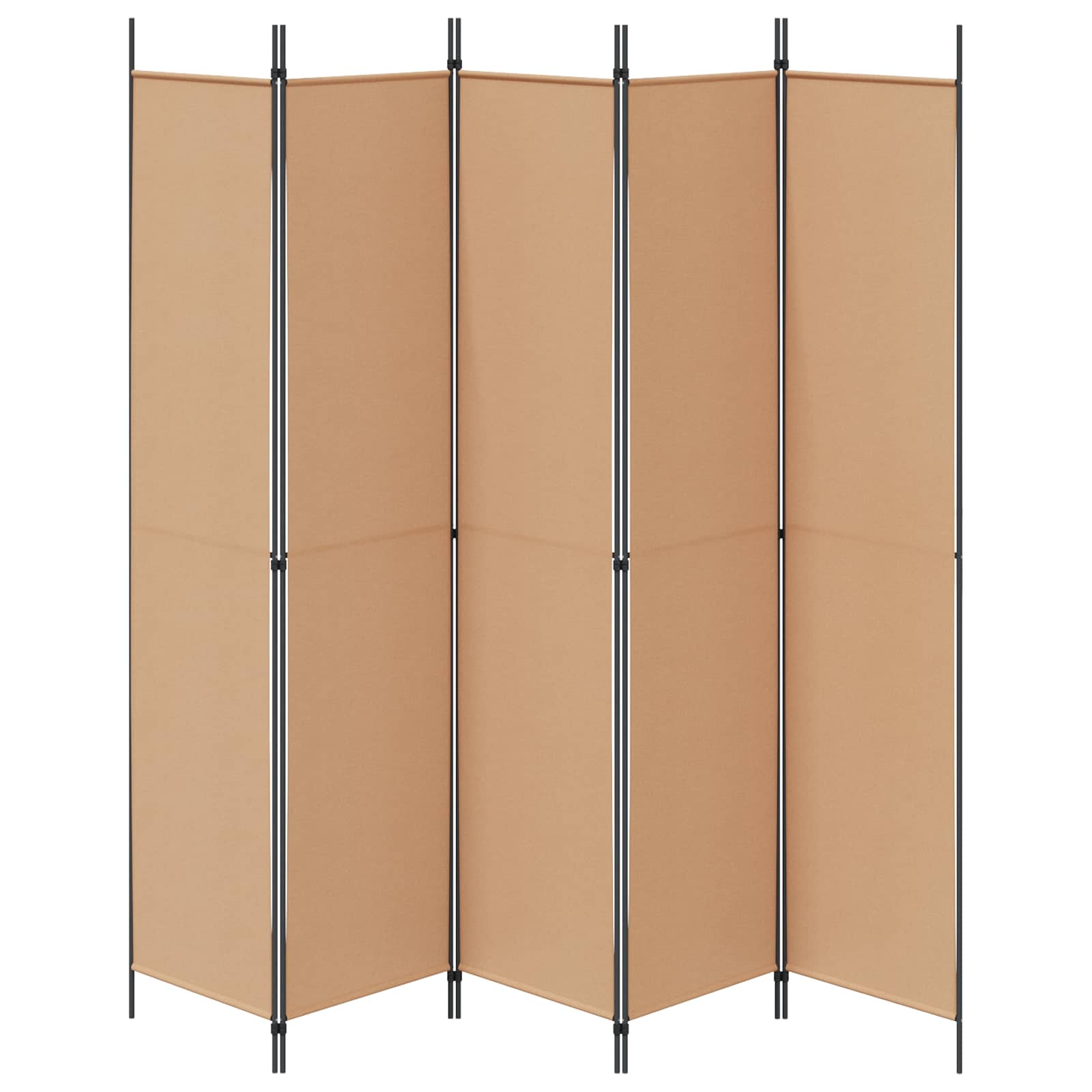 5-Panelový Paravan Béžová 250 X 220 Cm Textil