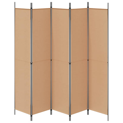 5-Panelový Paravan Béžová 250 X 220 Cm Textil