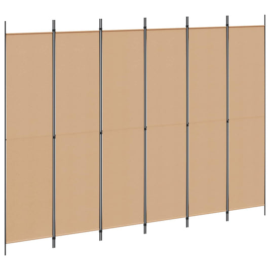 6-Panelový Dělící Paravan Béžová 300 X 220 Cm Textil