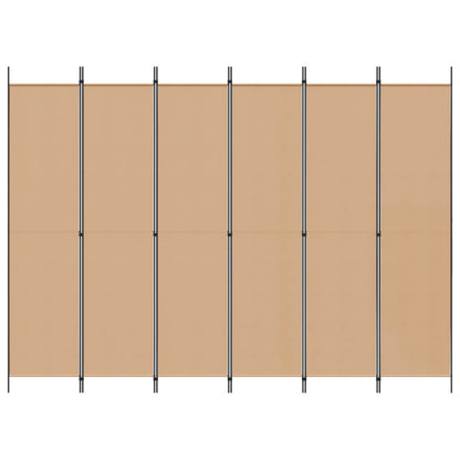 6-Panelový Dělící Paravan Béžová 300 X 220 Cm Textil
