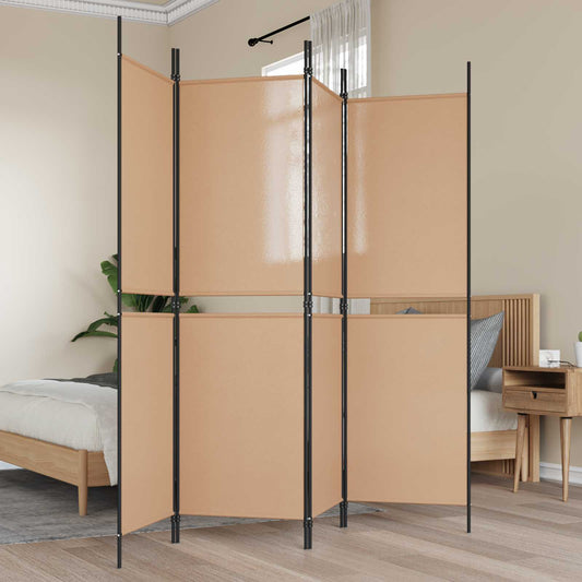 4-Panelový Pokojový Paravan Béžová 200 X 180 Cm Textil