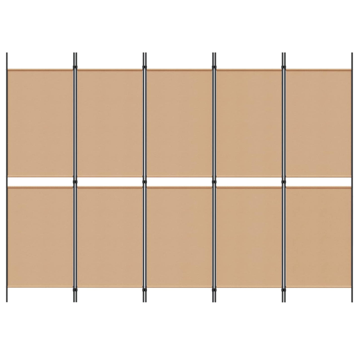 5-Panelový Paravan Béžová 250 X 180 Cm Textil