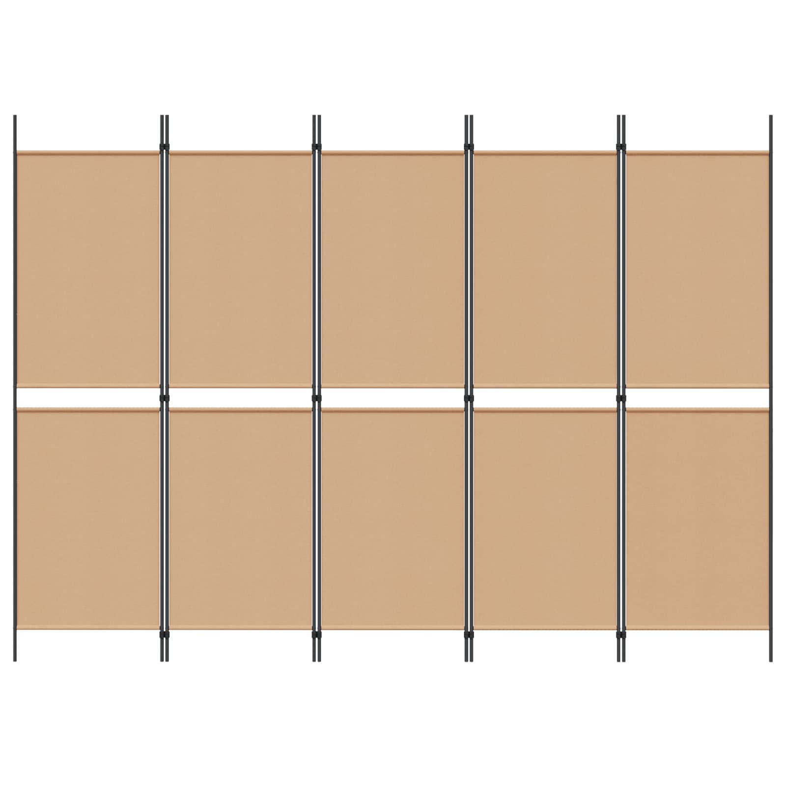 5-Panelový Paravan Béžová 250 X 180 Cm Textil