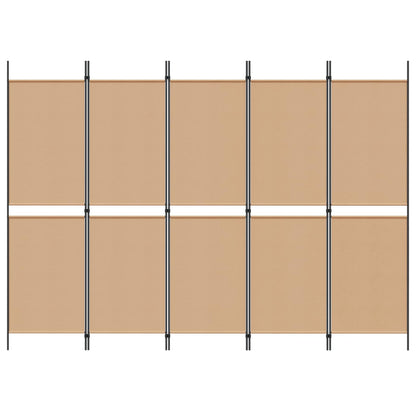5-Panelový Paravan Béžová 250 X 180 Cm Textil