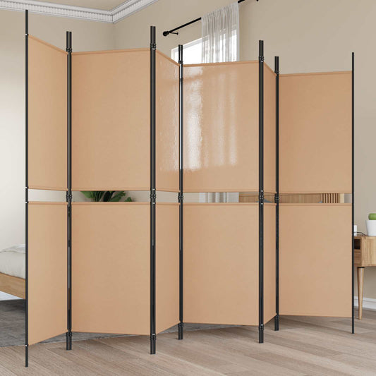 6-Panelový Dělící Paravan Béžová 300 X 180 Cm Textil