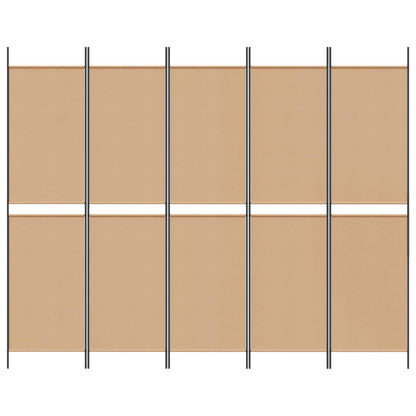 5-Panelový Paravan Béžová 250 X 200 Cm Textil