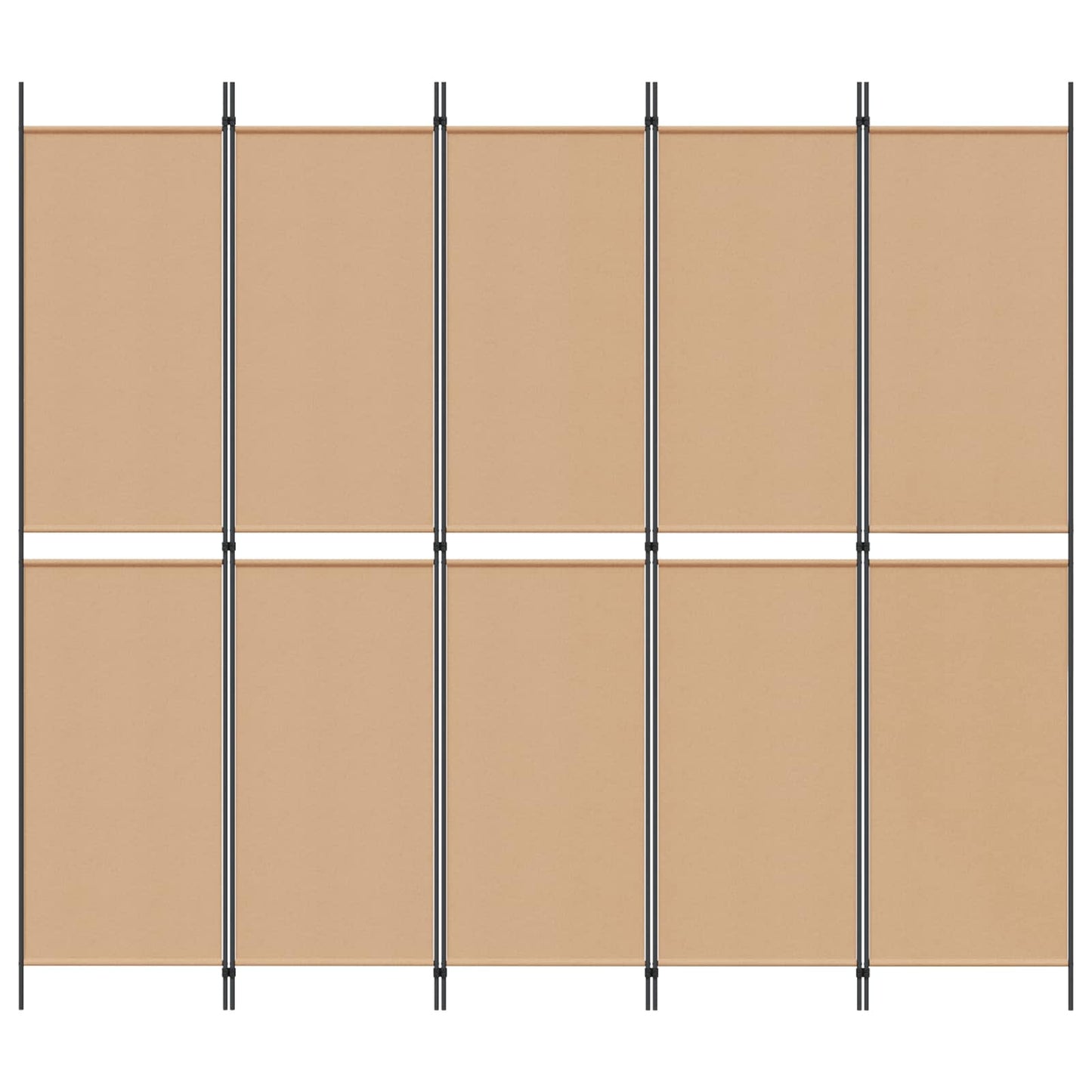 5-Panelový Rozdělovač Místností Béžová 250 X 220 Cm Textil