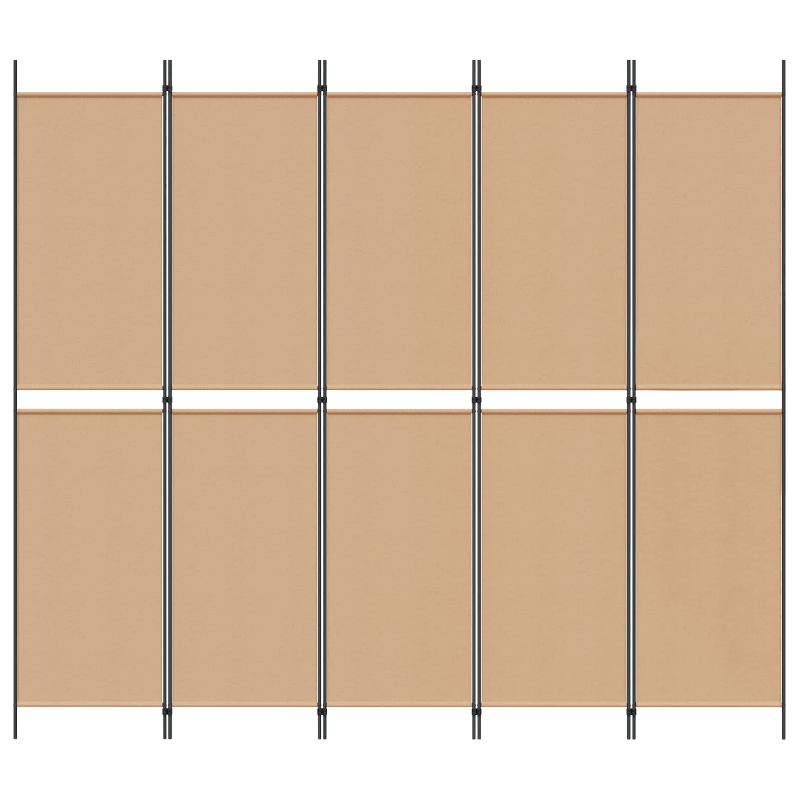 5-Panelový Rozdělovač Místností Béžová 250 X 220 Cm Textil