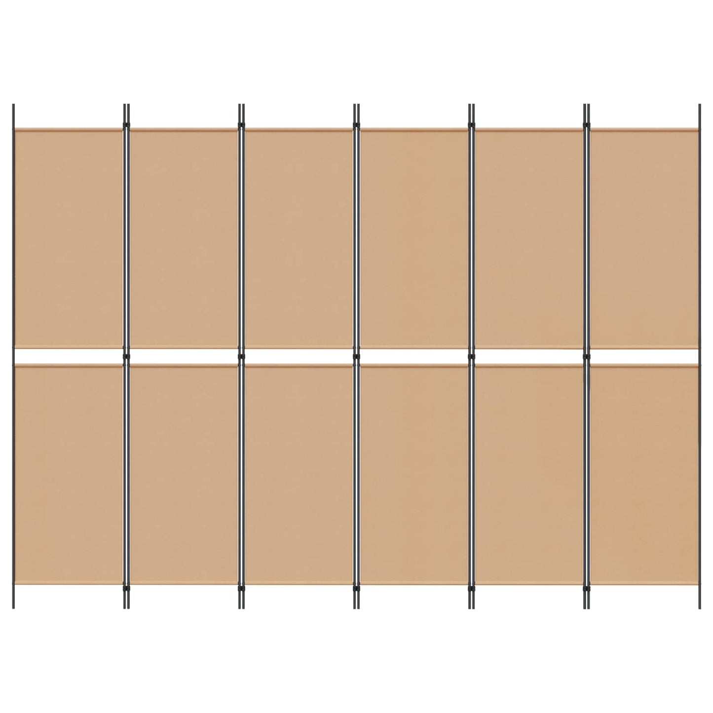 6-Panelový Dělící Paravan Béžová 300 X 220 Cm Textil