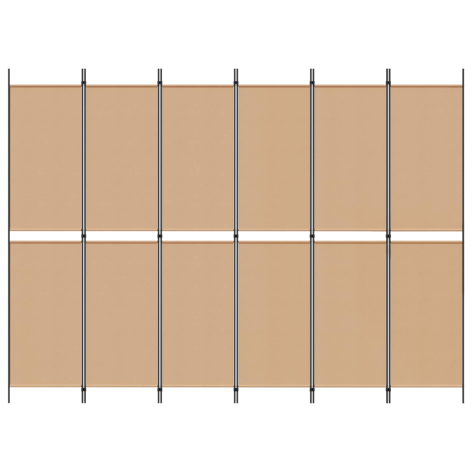 6-Panelový Dělící Paravan Béžová 300 X 220 Cm Textil