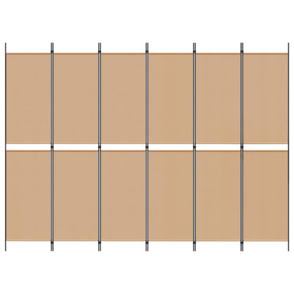 6-Panelový Dělící Paravan Béžová 300 X 220 Cm Textil