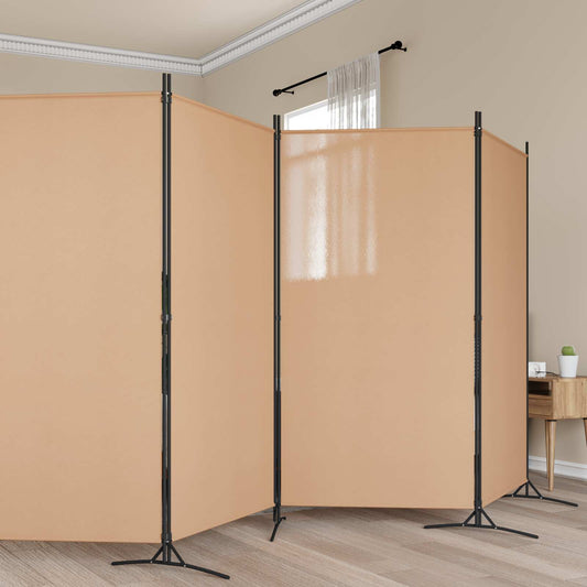 5-Panelový Paravan Béžová 433 X 180 Cm Textil