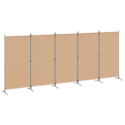 5-Panelový Paravan Béžová 433 X 180 Cm Textil