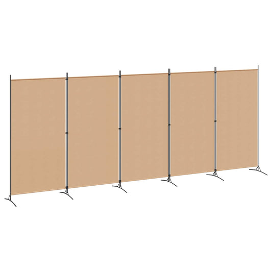 5-Panelový Paravan Béžová 433 X 180 Cm Textil