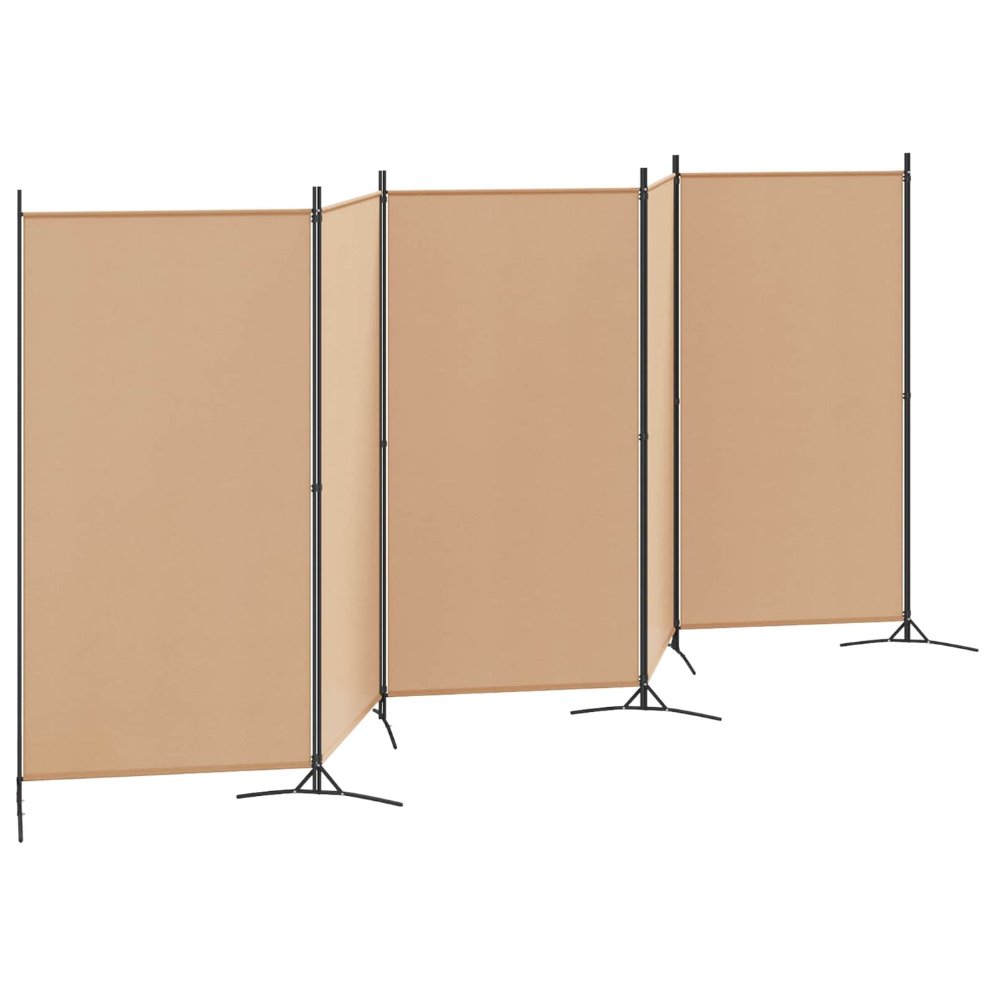 5-Panelový Paravan Béžová 433 X 180 Cm Textil