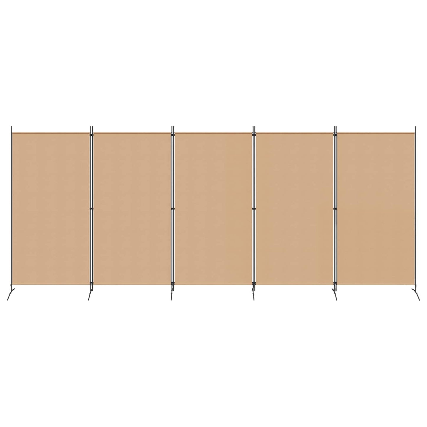 5-Panelový Paravan Béžová 433 X 180 Cm Textil
