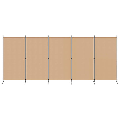 5-Panelový Paravan Béžová 433 X 180 Cm Textil