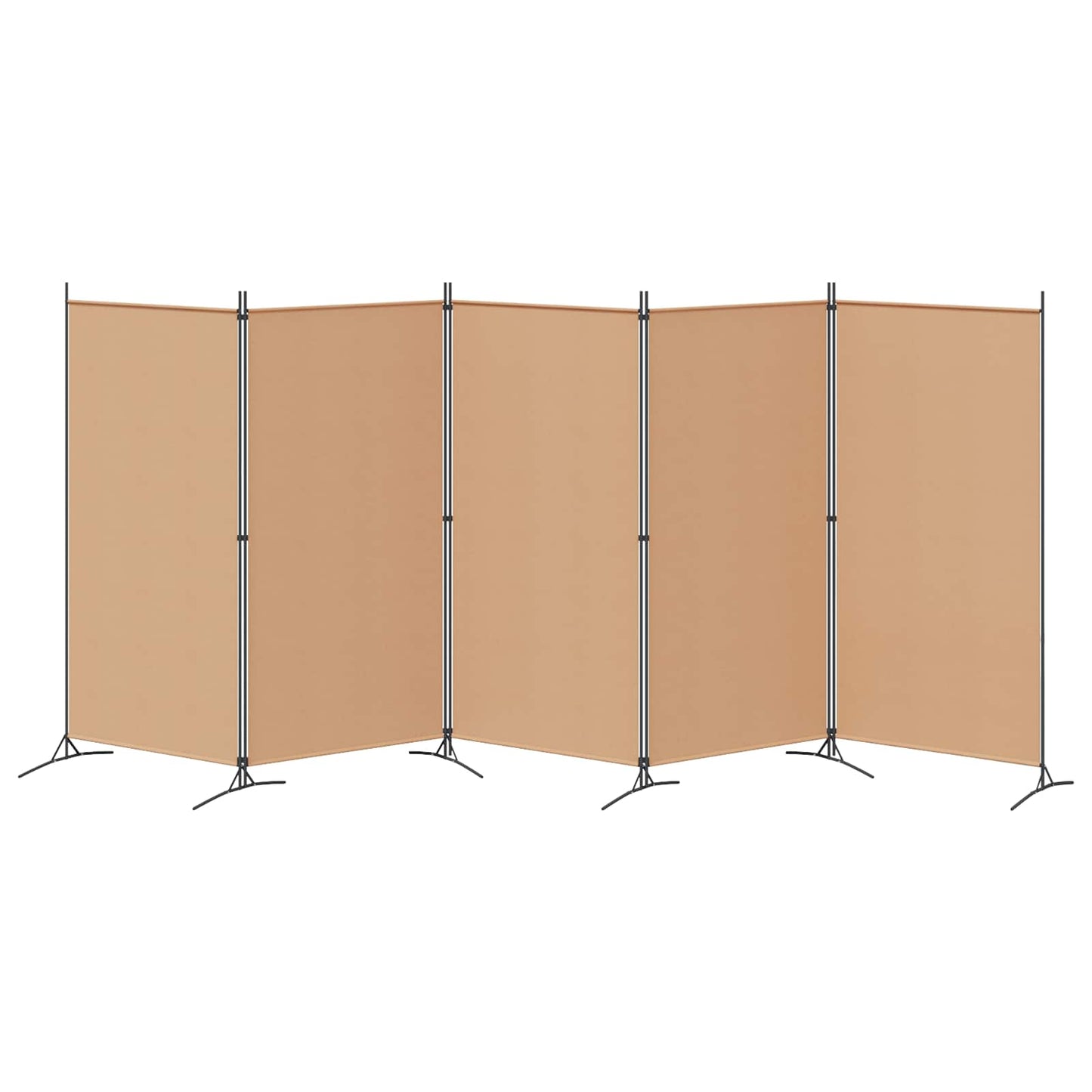 5-Panelový Paravan Béžová 433 X 180 Cm Textil