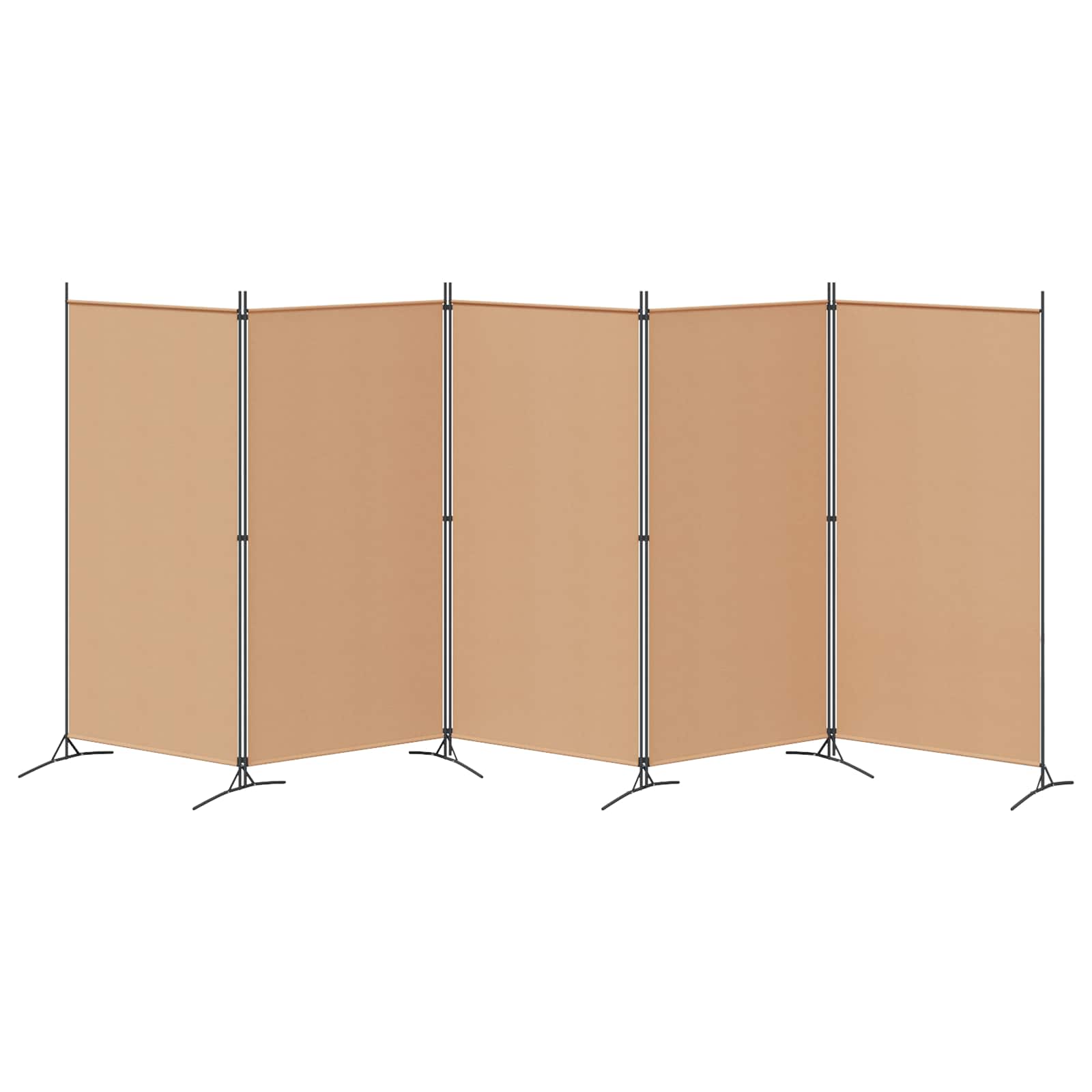 5-Panelový Paravan Béžová 433 X 180 Cm Textil