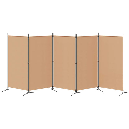 5-Panelový Paravan Béžová 433 X 180 Cm Textil