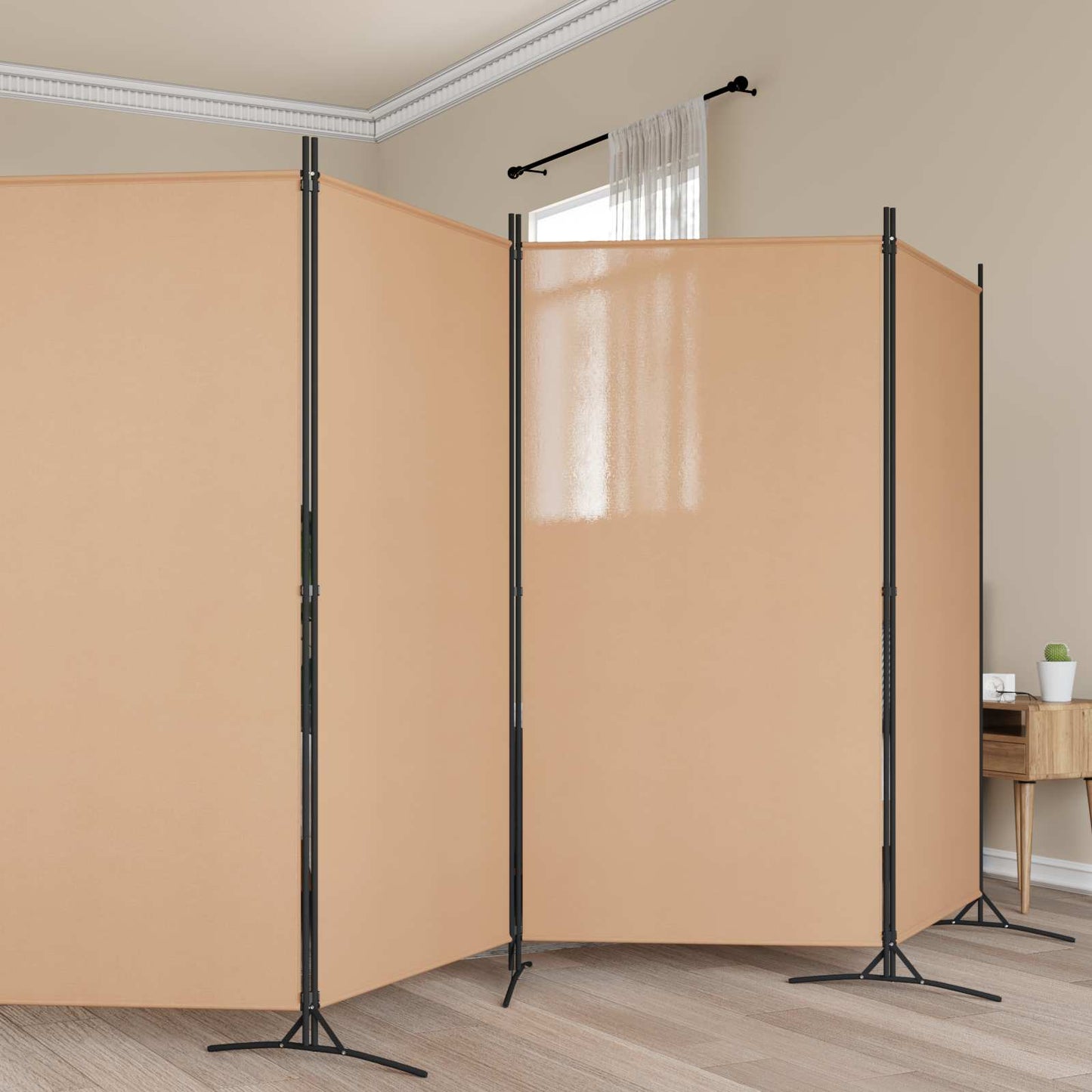6-Panelový Dělící Paravan Béžová 520 X 180 Cm Textil