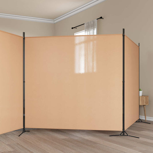4-Panelový Pokojový Paravan Béžová 525 X 180 Cm Textil