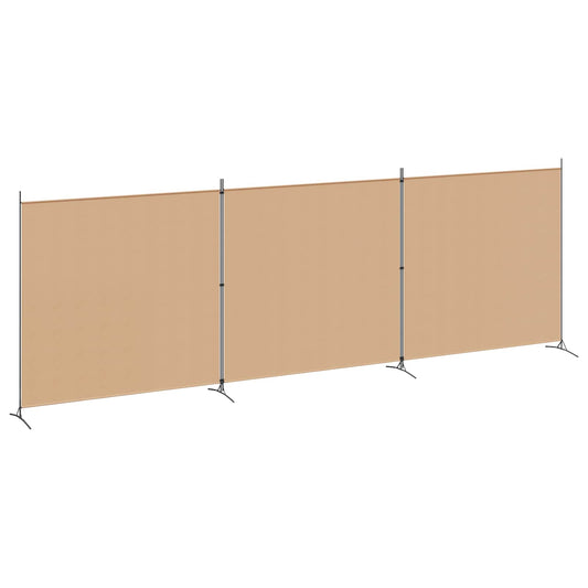 4-Panelový Pokojový Paravan Béžová 525 X 180 Cm Textil