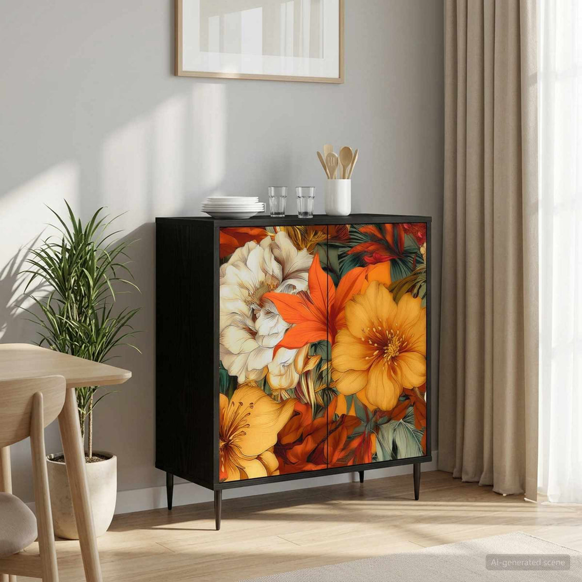 Servírovací Skříň Rhenen Černý Dub 69 X 33 X 76 Cm