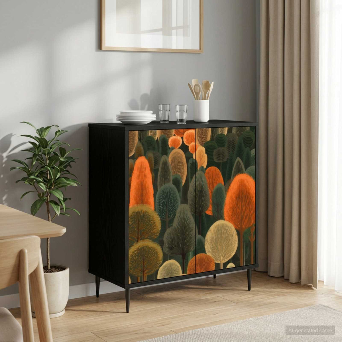 Servírovací Skříň Rhenen Černý Dub 69 X 33 X 76 Cm