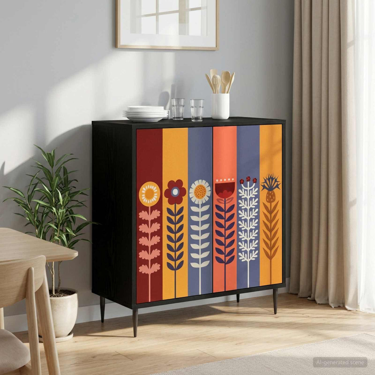 Servírovací Skříň Rhenen Černý Dub 69 X 33 X 76 Cm