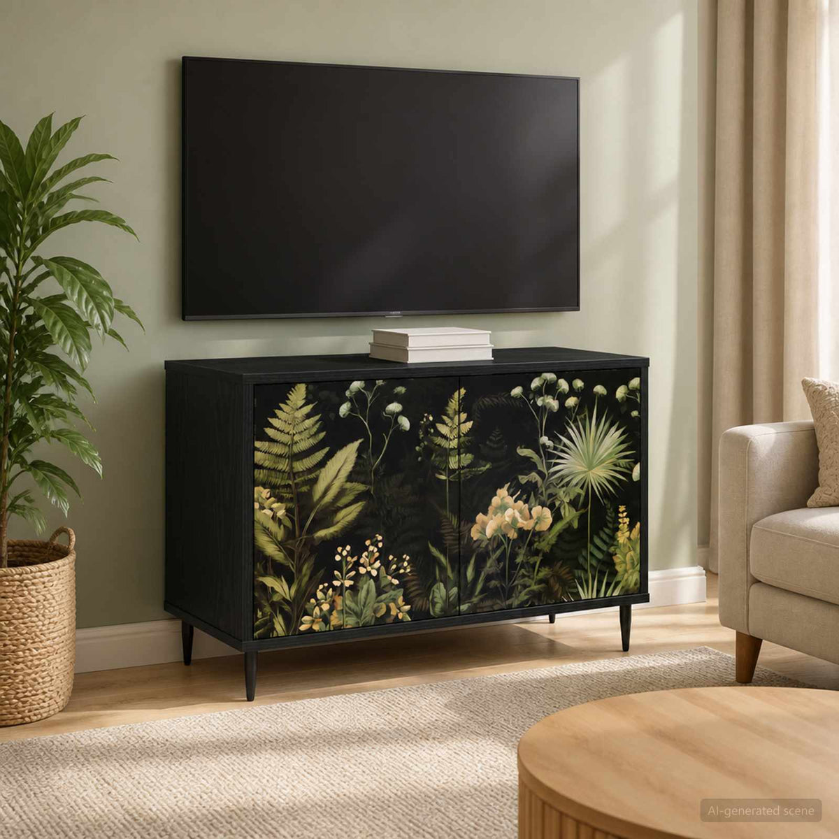 Televizní Skříň Rhenen 69 X 33 X 50,5 Cm Černý Dub