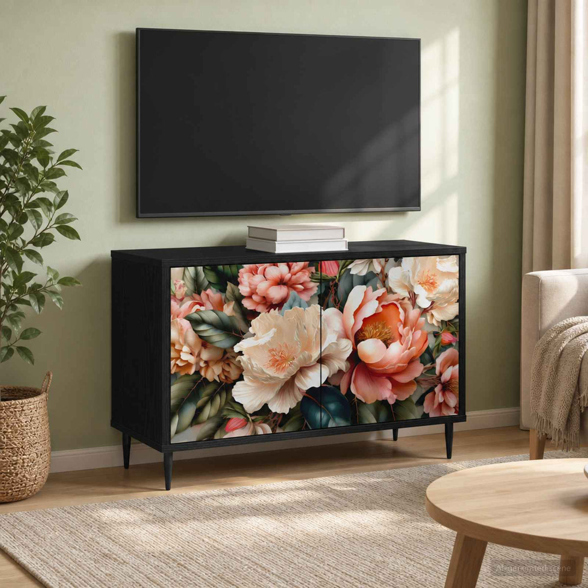 Televizní Skříň Rhenen 69 X 33 X 50,5 Cm Černý Dub