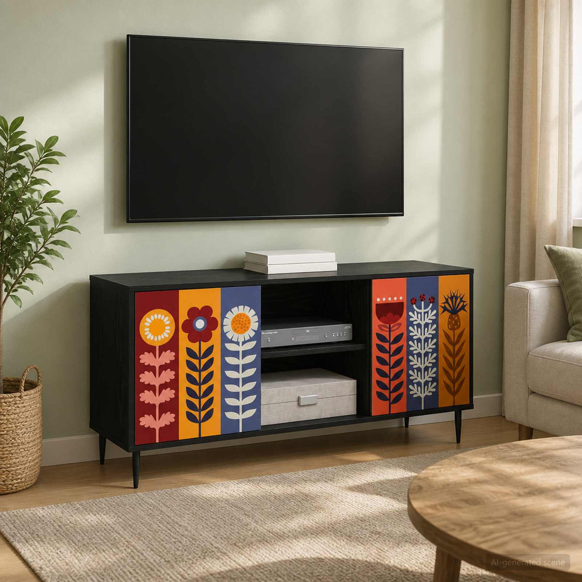 Televizní Skříň Rhenen 102 X 33 X 51 Cm Černý Dub