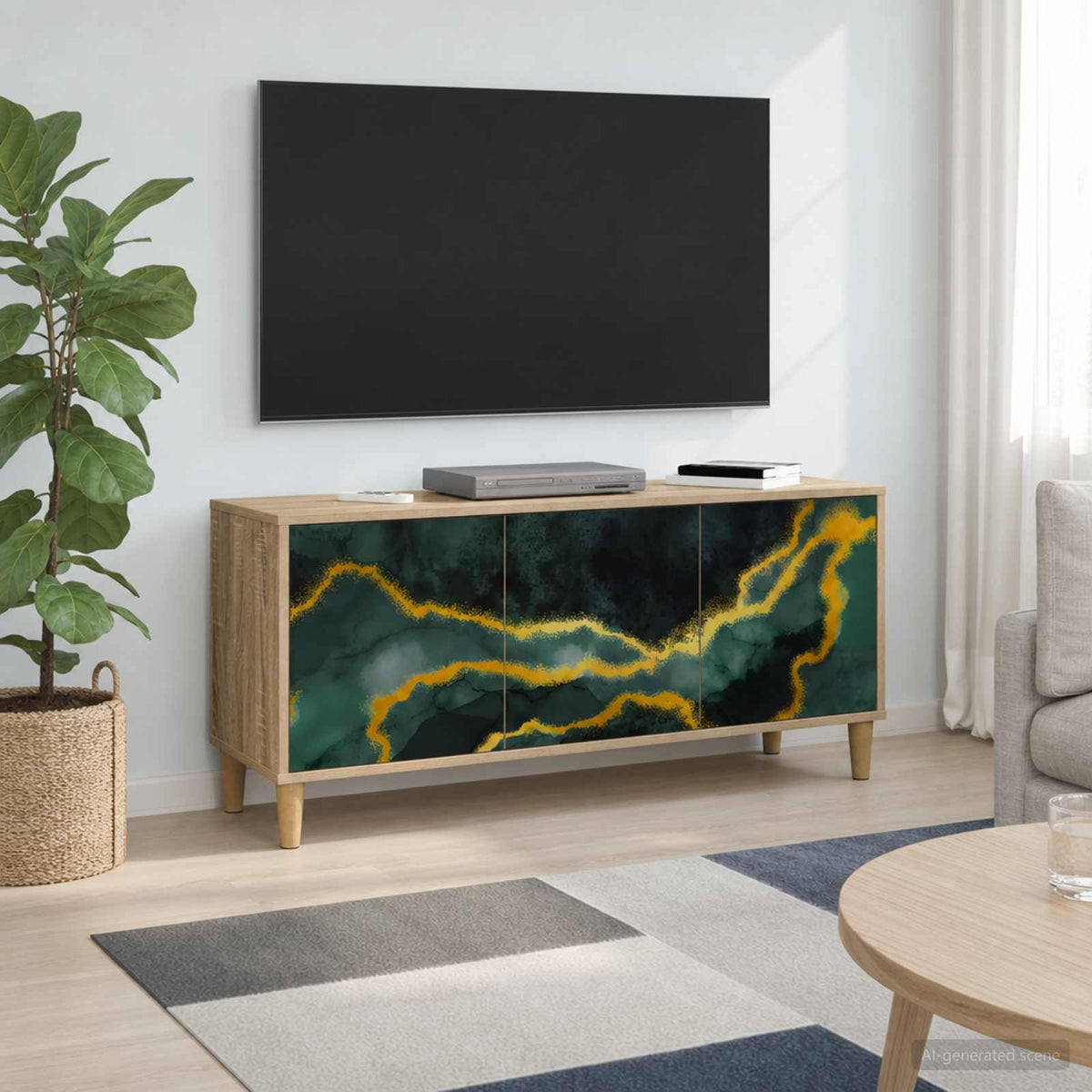 Televizní Skříň Rhenen 102 X 33 X 50 Cm Sonoma Kompozitní Dřevo