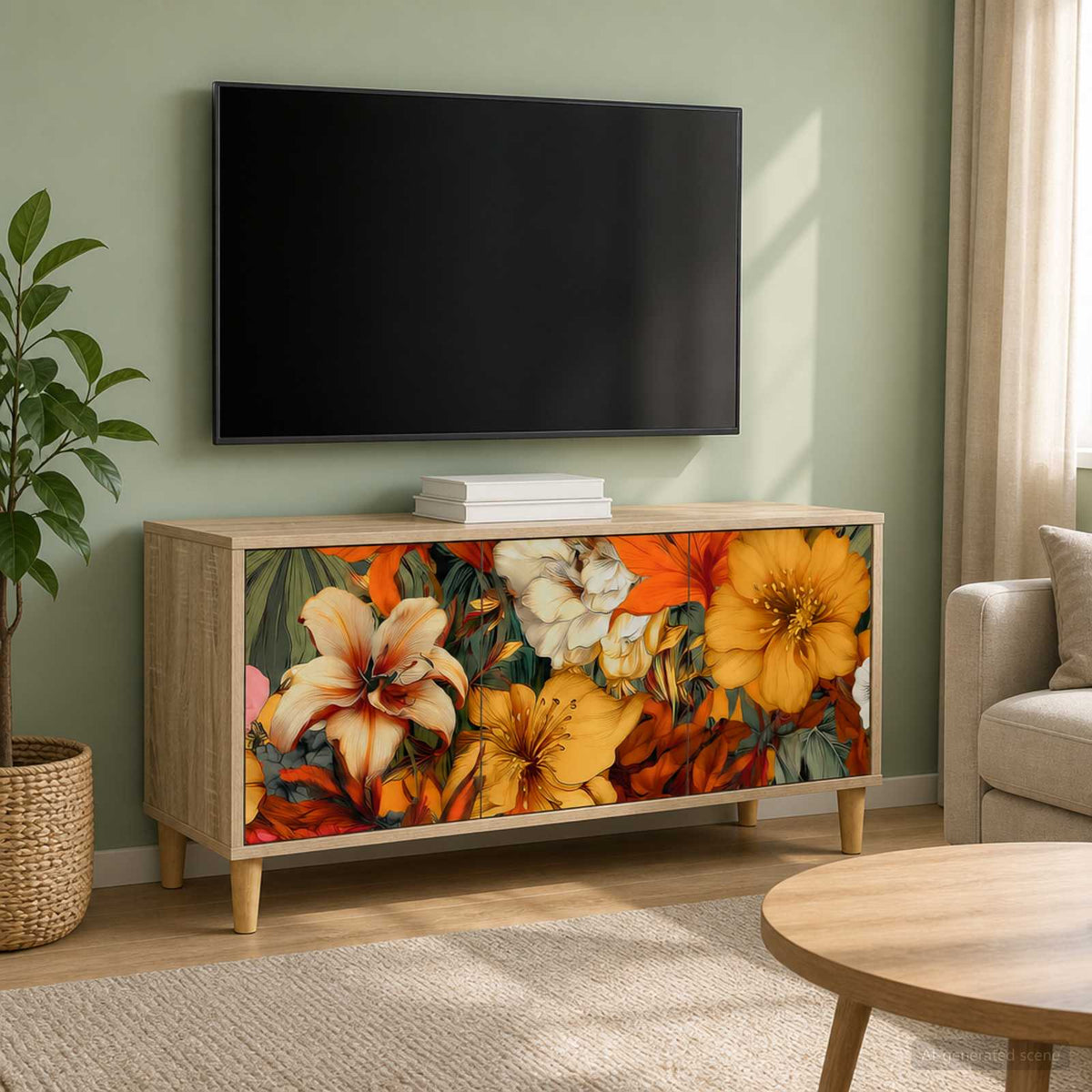 Televizní Skříň Rhenen 102 X 33 X 50 Cm Sonoma Kompozitní Dřevo