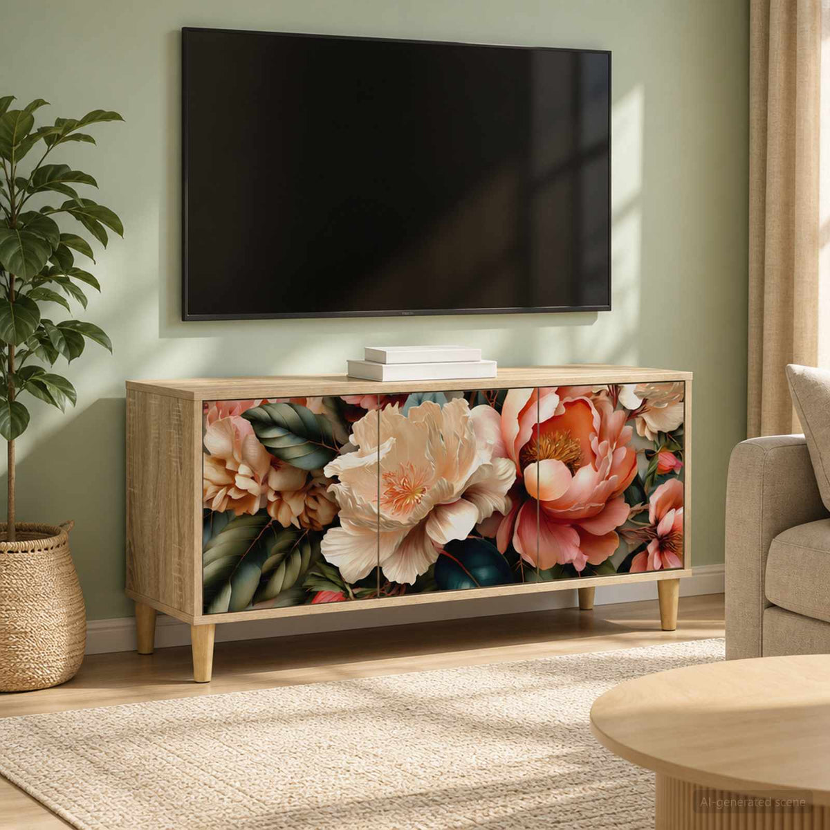 Televizní Skříň Rhenen 102 X 33 X 50 Cm Sonoma Kompozitní Dřevo