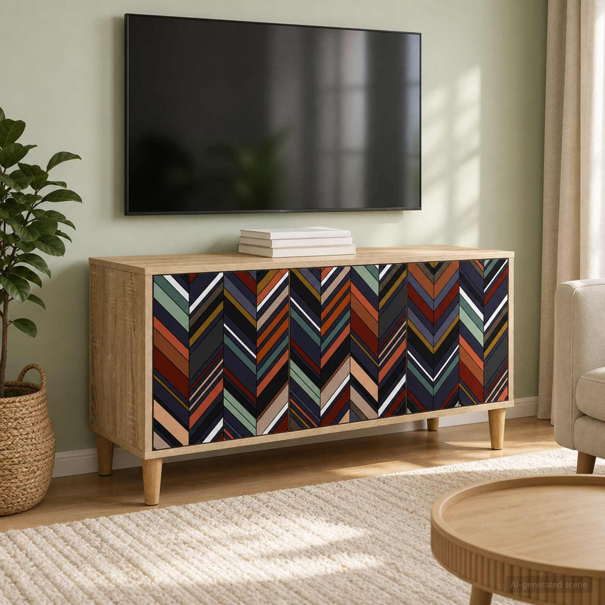Televizní Skříň Rhenen 102 X 33 X 50 Cm Sonoma Kompozitní Dřevo