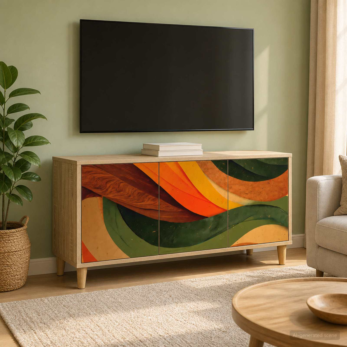 Televizní Skříň Rhenen 102 X 33 X 50 Cm Sonoma Kompozitní Dřevo