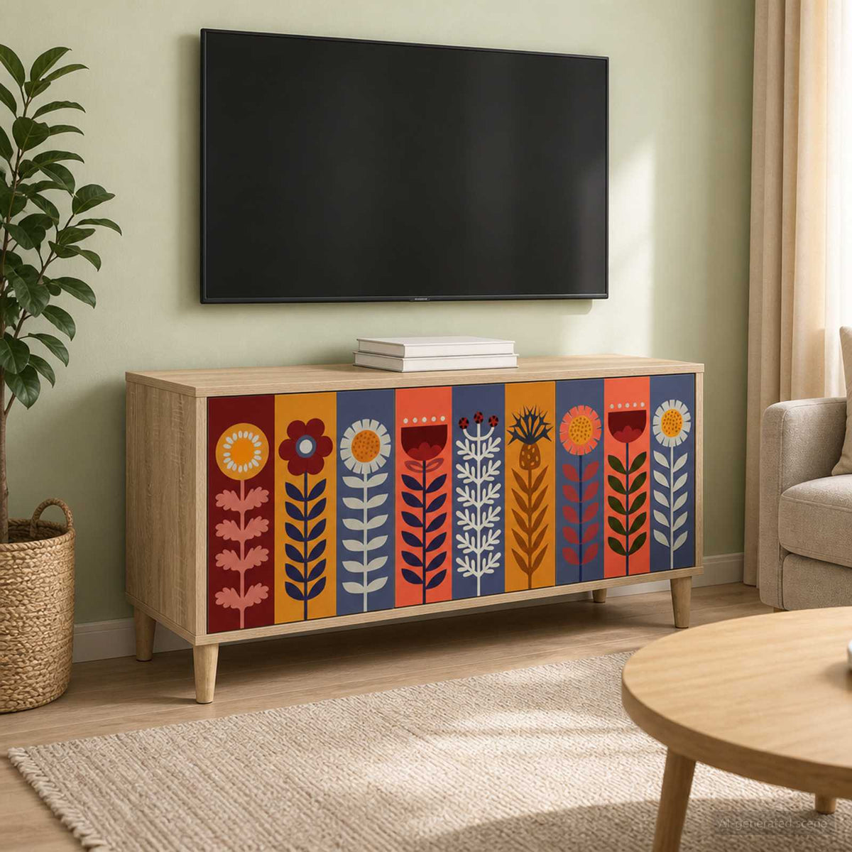 Televizní Skříň Rhenen 102 X 33 X 50 Cm Sonoma Kompozitní Dřevo