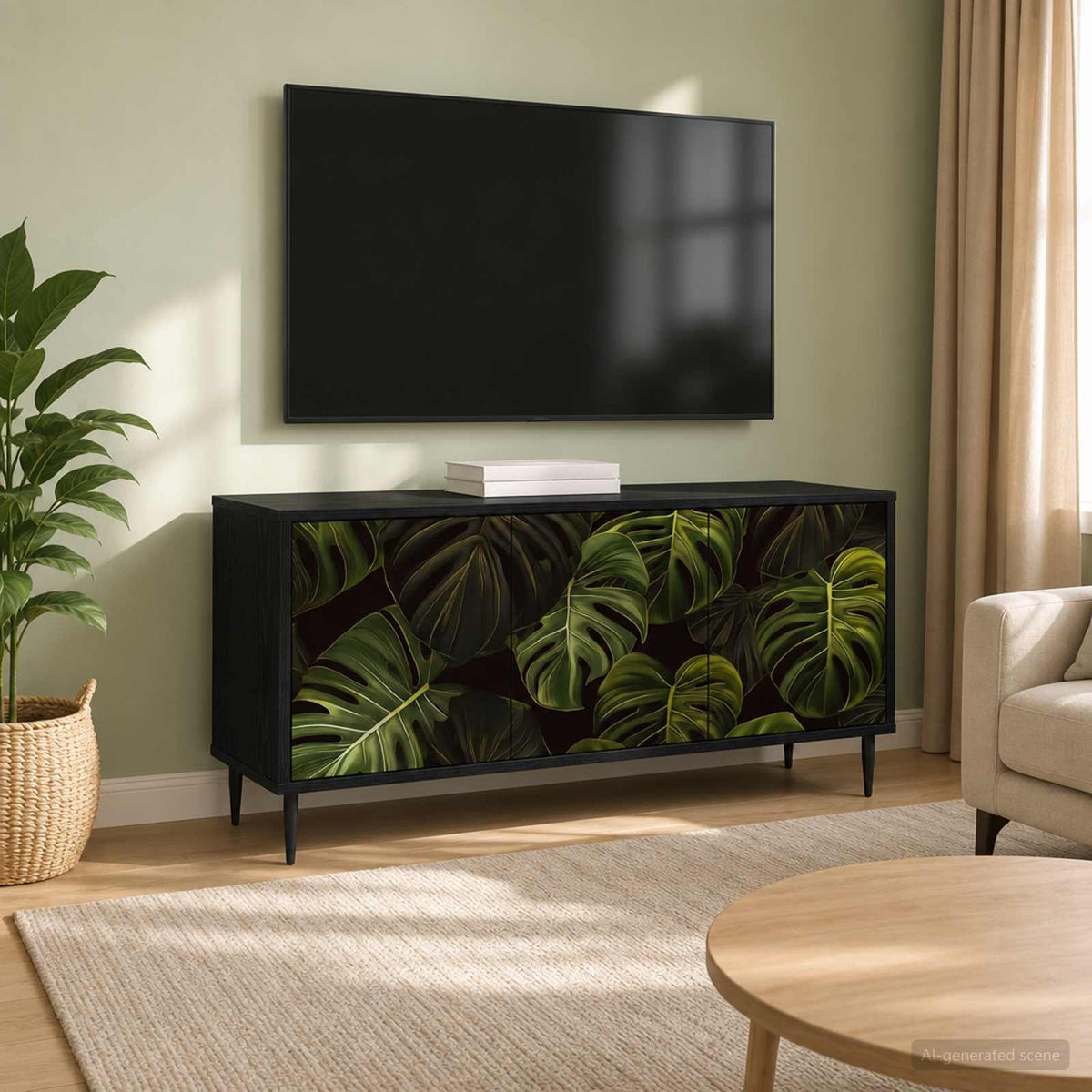 Televizní Skříň Rhenen 102 X 33 X 51 Cm Černý Dub