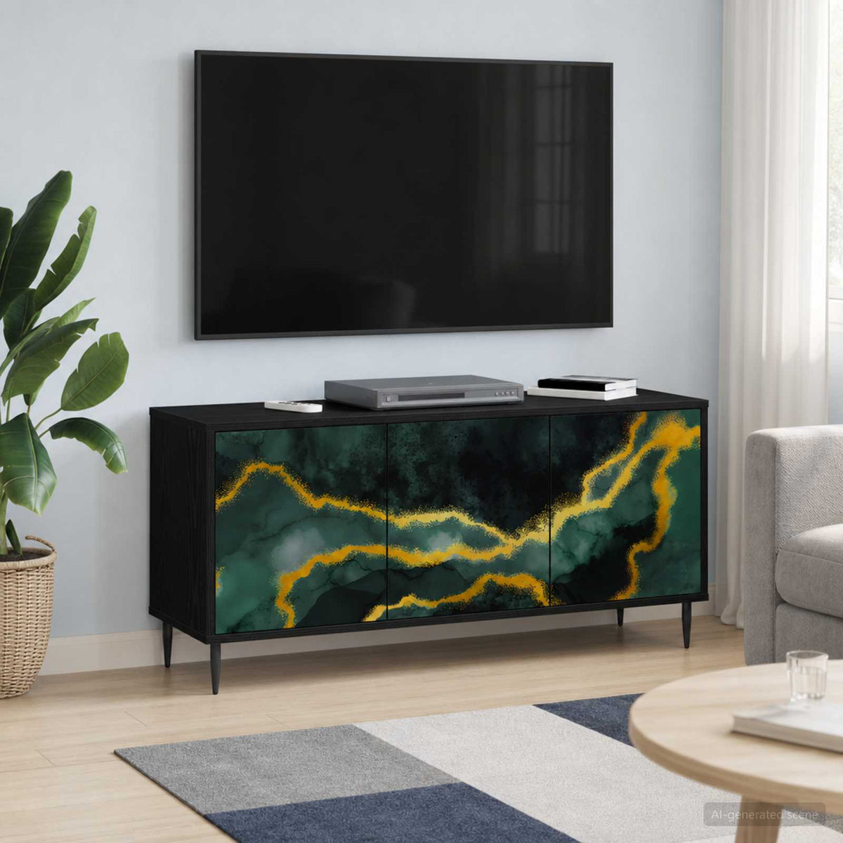 Televizní Skříň Rhenen 102 X 33 X 51 Cm Černý Dub