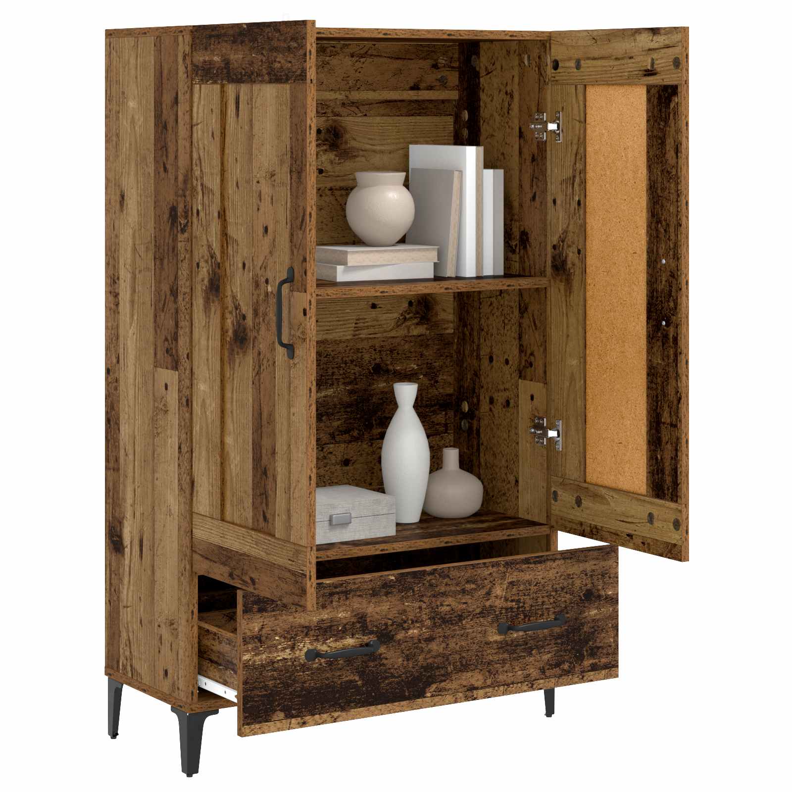 Vysoký Bufet Staré Dřevo 70 X 31 X 115 Cm Kompozitní Dřevo