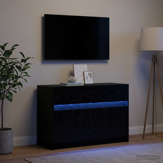 Televizní Skříň 91 X 34 X 61 Cm Černý Dub Kompozitní Dřevo