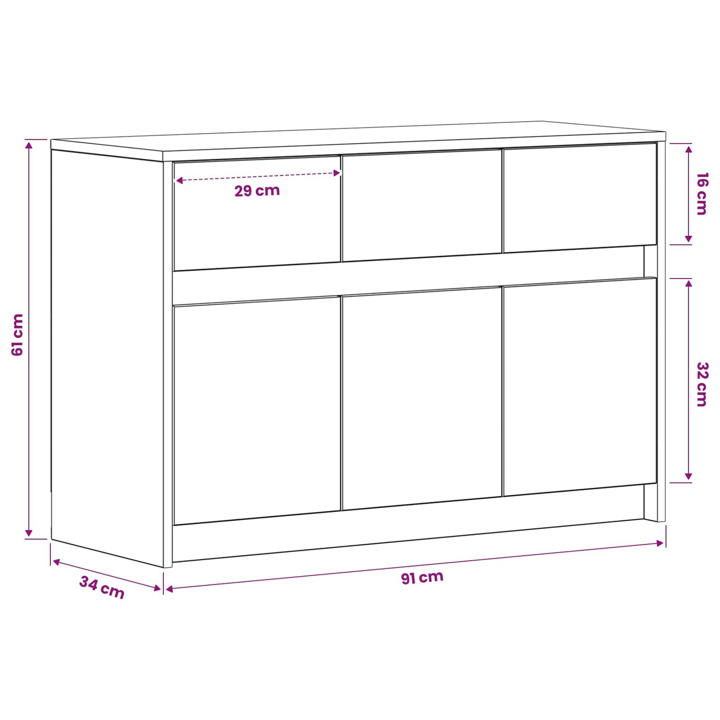 Televizní Skříň 91 X 34 X 61 Cm Černý Dub Kompozitní Dřevo
