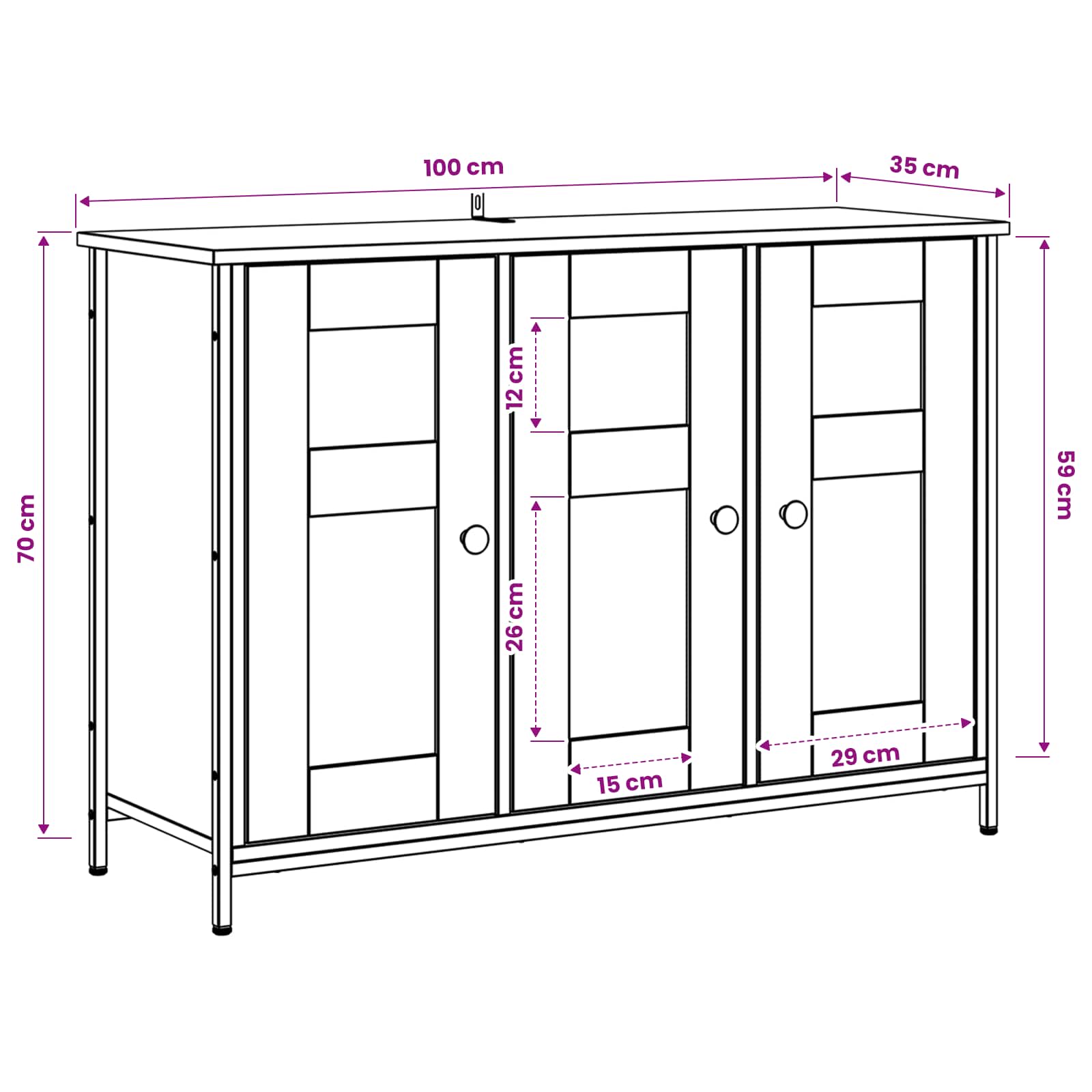Servírovací Skříň Černý Dub 100 X 35 X 70 Cm Kompozitní Dřevo