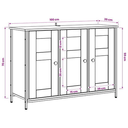 Servírovací Skříň Černý Dub 100 X 35 X 70 Cm Kompozitní Dřevo