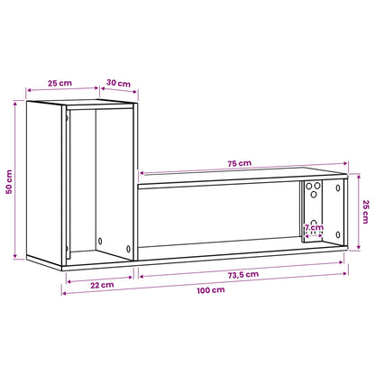 Televizní Skříň 100 X 30 X 50 Cm Staré Dřevo Kompozitní Dřevo