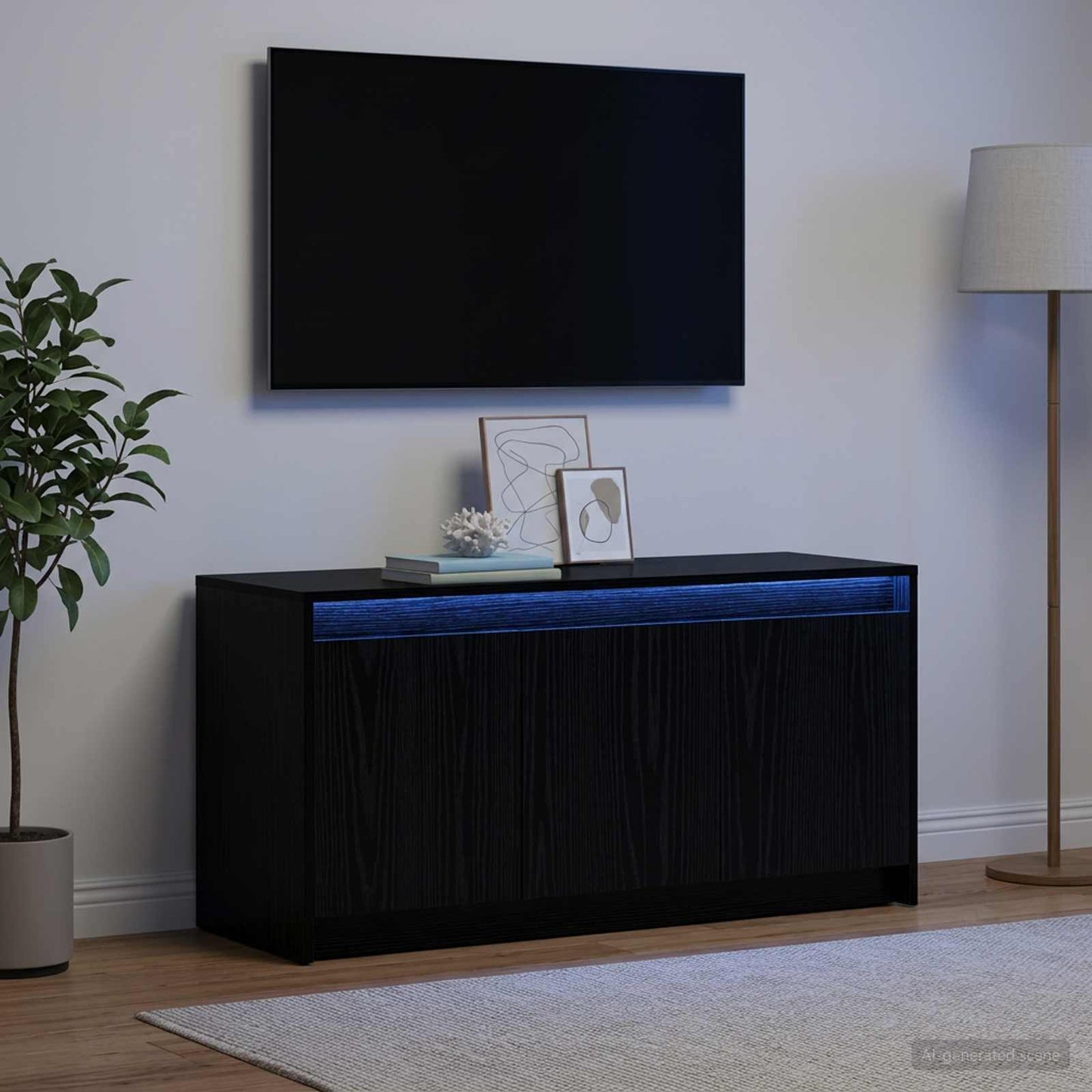 Televizní Skříň 100 X 34 X 50 Cm Černý Dub Kompozitní Dřevo