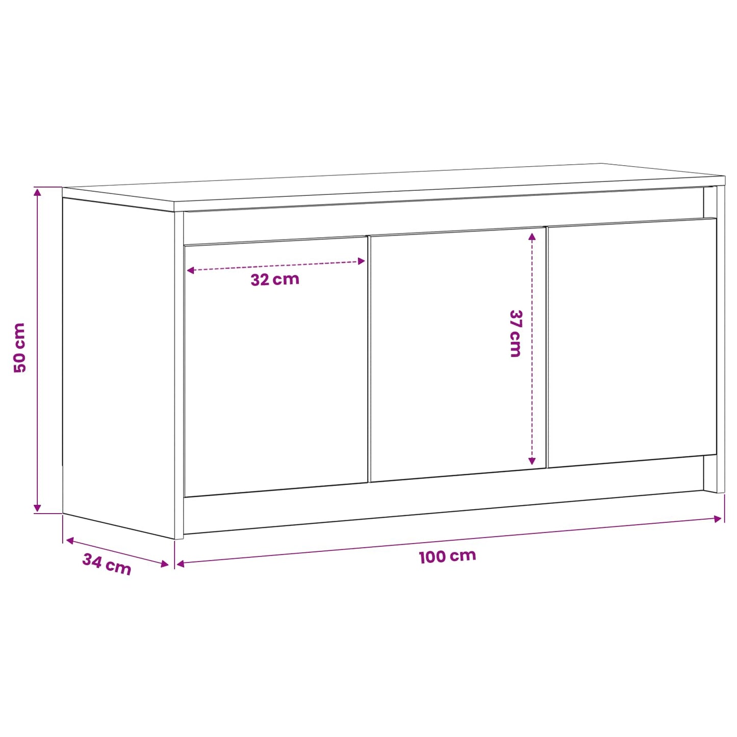 Televizní Skříň 100 X 34 X 50 Cm Černý Dub Kompozitní Dřevo